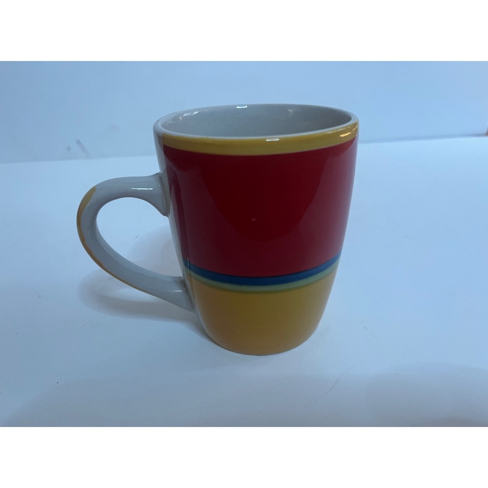 Vtg Royal Norfolk Mambo Stripe Coffee Mug Red Yellow Blue